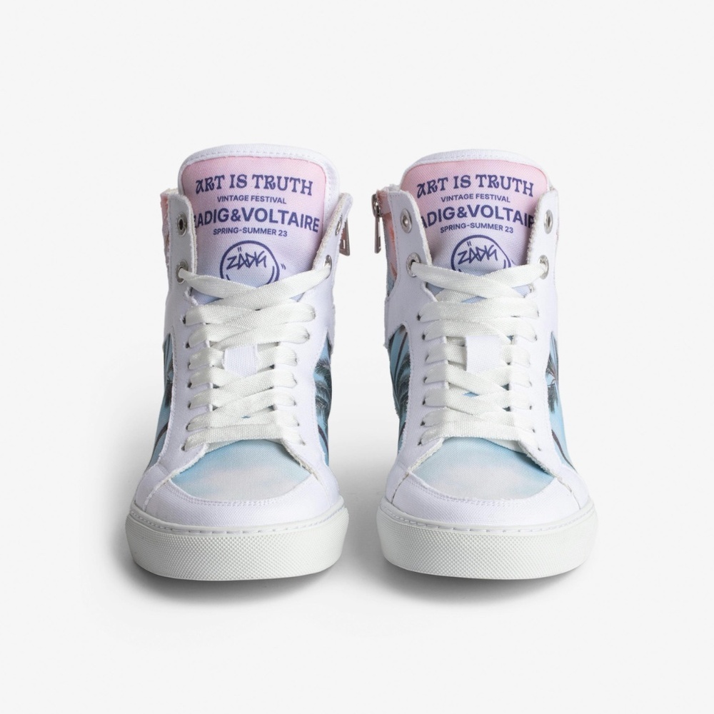 NIB | Zadig & Voltaire | 🌴 Women's High Flash Palm Tree Print High Top Sneakers - Picture 3 of 12